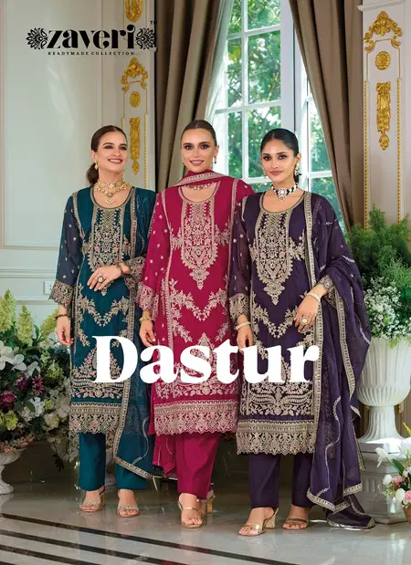 Dastur By Zaveri Organza Emboidery Online Kurti With Bottom Dupatta Wholesale